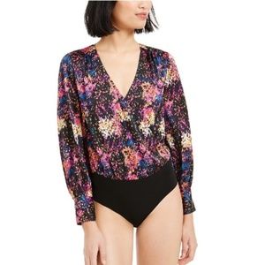 Bar III Confetti Printed Surplice Bodysuit